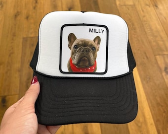 Custom dog hat, Custom pet portrait trucker hat, Custom cat hat, Personalized gift for dog lovers, Pet hat, Dog baseball cap