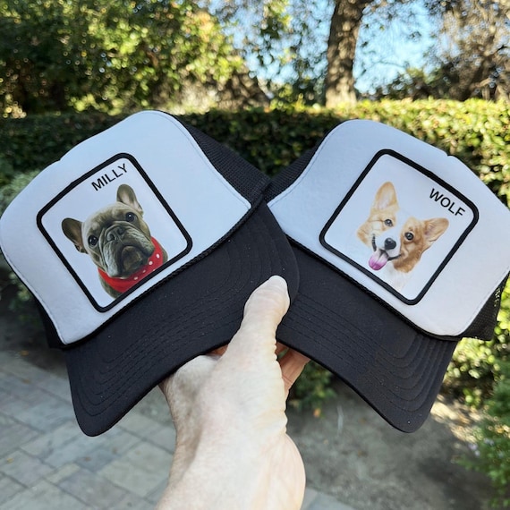 Custom dog hat, Custom pet portrait trucker hat, Dog hats, Personalized gift for dog lovers, Pet hat, Custom cat hat, Dog baseball cap