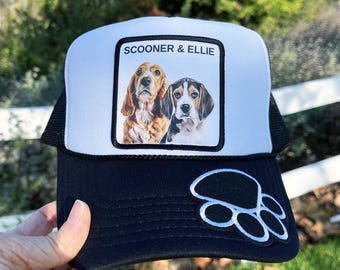 Custom pet portrait trucker hat, Custom dog hat, Dog lover gifts personalized, Pet hat, Dog baseball cap, Custom cat hat