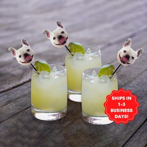 Drink stirrers personalized with dog face, Pet Birthday stir sticks, Custom Party Decorations, swizzle sticks, wedding drink sticks