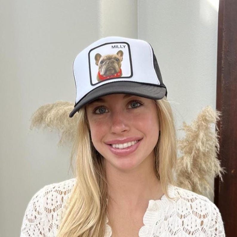 Custom pet portrait trucker hat, Custom dog hat, Personalized gift for dog lovers, Pet hat, Dog baseball cap, Custom cat hat image 2