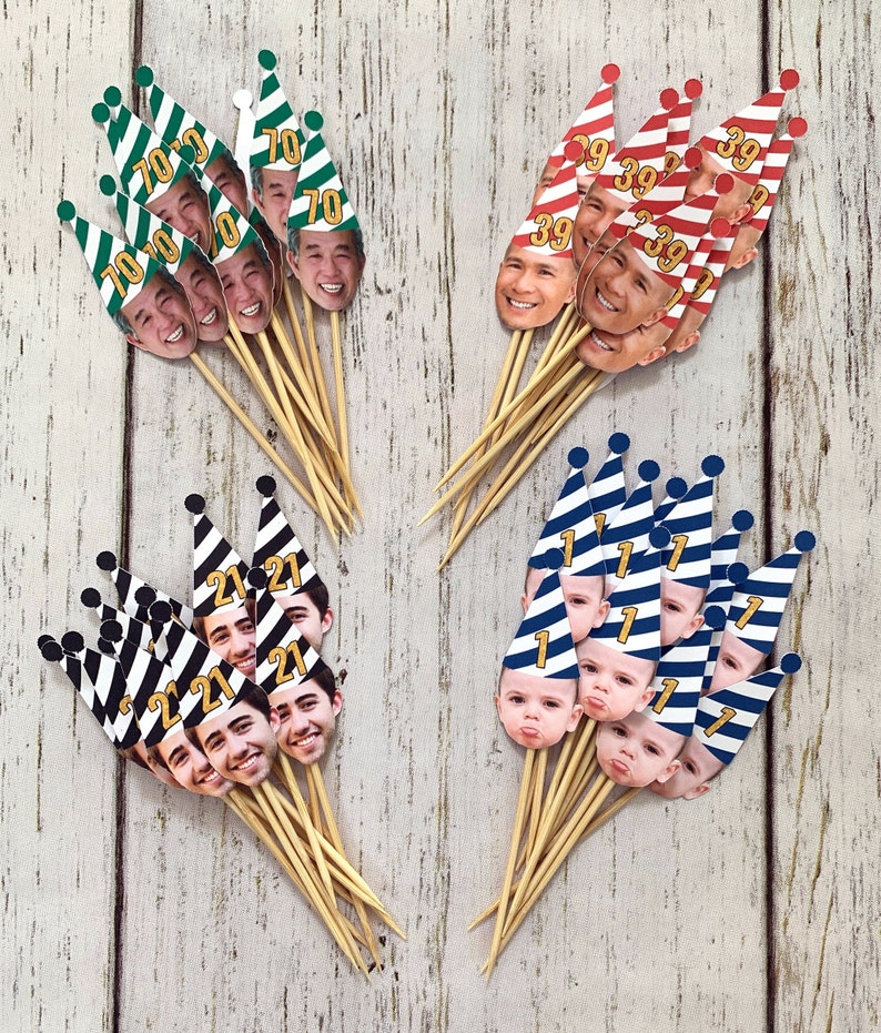 Custom Face Cupcake Toppers Photo Cupcake Toppers 30th Etsy