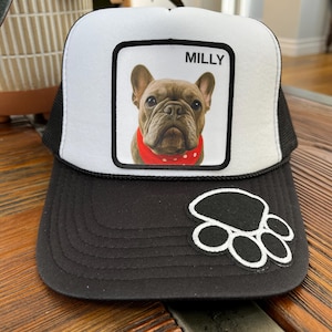 Custom pet portrait trucker hat, Custom dog hat, Personalized gift for dog lovers, Pet hat, Dog baseball cap, Custom cat hat 1 Pet + Paw patch