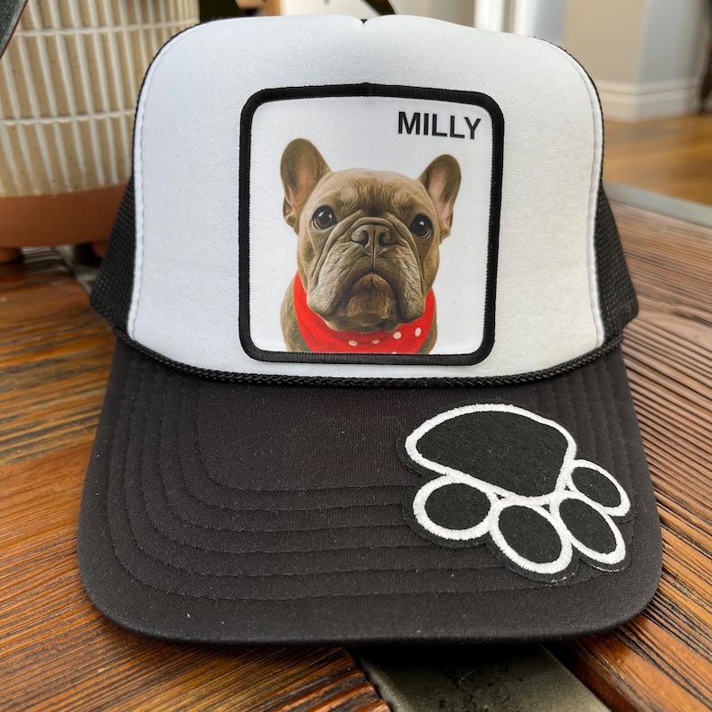 Custom pet portrait trucker hat, Custom dog hat, Personalized gift for dog lovers, Pet hat, Dog baseball cap, Custom cat hat 1 Pet + Paw patch