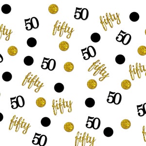 50th Birthday Banner custom cupcake toppers with face, Personalized Birthday Decorations face, Fifty confetti, Gold happy birthday balloons image 6