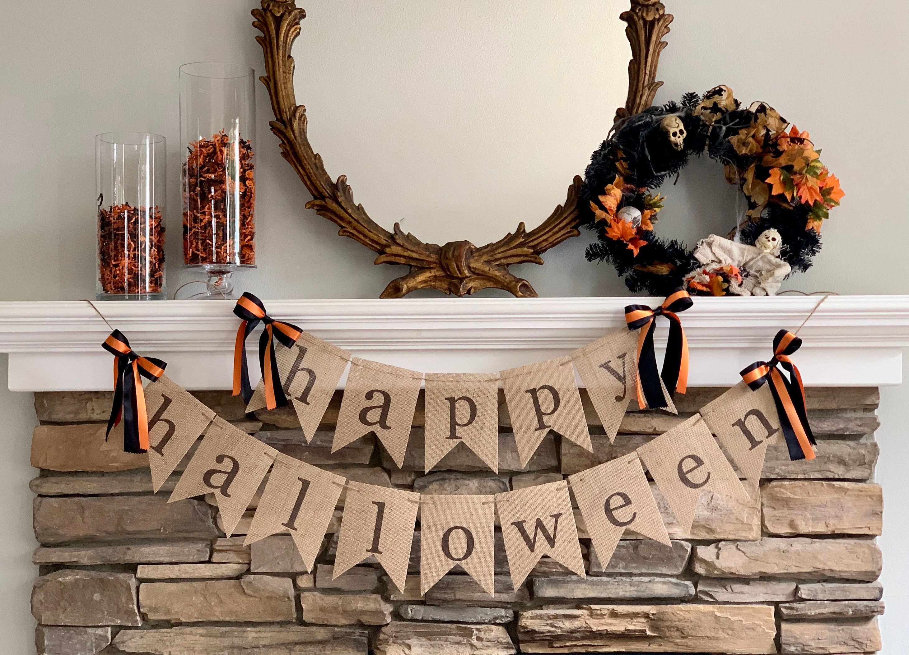 Décor d'halloween, Bannière d'halloween Heureux, Signes Décorations Guirlande Bunting d'halloween