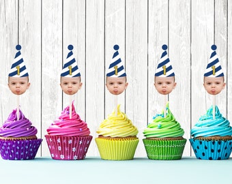 first birthday cupcake toppers, cupcake toppers photo, cupcake toppers personalized birthday, 1st, 30th, 40th, 50th, dog birthday