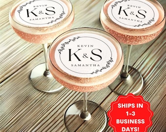 Edible wedding drink toppers, Cocktail decor for wedding, Monogram cocktail toppers, Personalized wedding decor, Signature drink wedding