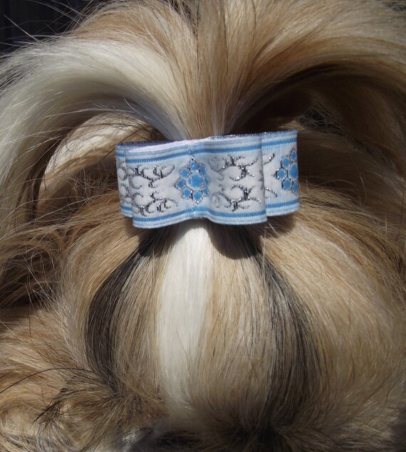 Blue Dog Hair Bow 7 8or 5 8 Shih Tzu Yorkie Etsy