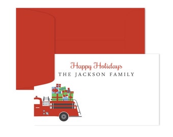 Christmas Gift Tags Personalized, Personalized Happy Holidays Gift Tags for families, Christmas Gift Tags for Kids, Custom Tags, Fire Truck