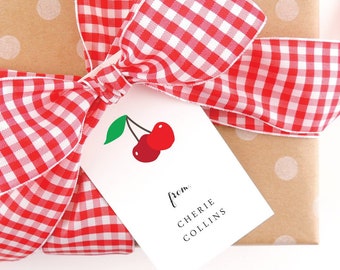 Monogrammed Gift Tags - Red Cherry Personalized Enclosure Cards