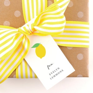 Monogrammed Gift Tags - Personalized Gift Tags - Custom Tags - Enclosure Cards - Favor Tags - For Girls - For Boys- Kids - Yellow Lemons