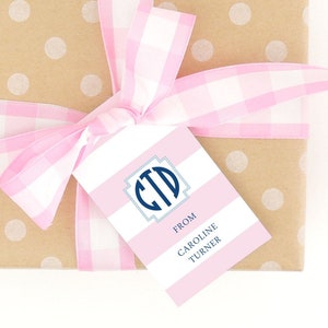 Monogrammed Gift Tags - Personalized Gift Tags - Custom Tags - Enclosure Cards - Favor Tags - For Girls - For Boys- For Her, For Him, Stripe