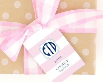 Monogrammed Gift Tags - Personalized Gift Tags - Custom Tags - Enclosure Cards - Favor Tags - For Girls - For Boys- For Her, For Him, Stripe