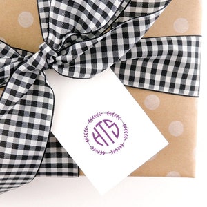 Monogrammed Gift Tags - Personalized Gift Tags - Custom Tags - Enclosure Cards - Favor Tags - For Girls - For Boys- Kids - Wreath Monogram