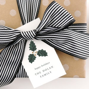 Handmade Christmas Holiday Gift Tags Personalized, Holiday Tags, Christmas Gifts, Christmas Tags, Christmas Decor, Holly Leaf, Set of 20