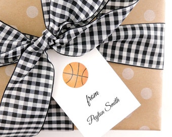 Monogrammed Gift Tags - Personalized Gift Tags - Custom Tags - Enclosure Cards - Favor Tags - For Girls - For Boys- Kids, Basketball