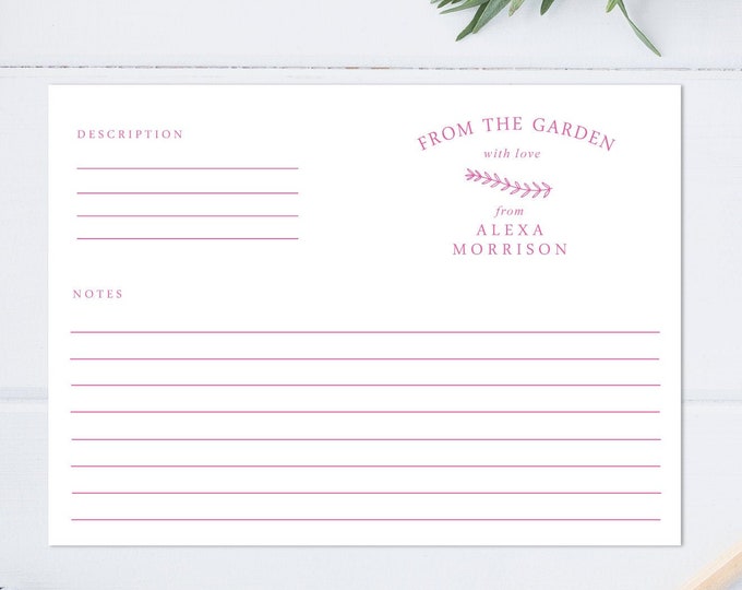 Printed Personalized Boxed Set of Garden Cards, Garden Gift Set, Custom Recipe Cards, Garden Decor, Set of 16, 4"x5.5, Garden Shovel