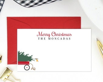 Personalized Christmas Gift Enclosure Cards, Holiday Wagon Card