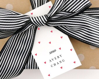 Personalized Gift Tags - Polka Dot -Everyday- Personalized Gift Tags - Custom Tags - Favor Cards - Favor Tags - Thank You Tags - Red Hearts