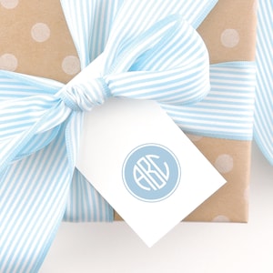 Monogrammed Gift Tags - Personalized Gift Tags - Custom Tags - Enclosure Cards - Favor Tags - For Girls - For Her- Wedding - Circle Monogram