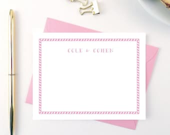 Personalized Kids Note Card Set, Striped Stationery