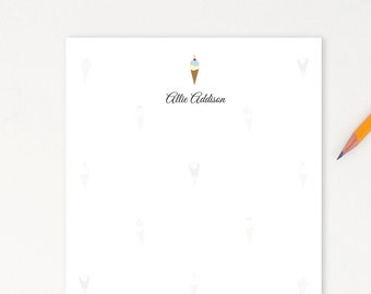 Personalized Notepad, Personalized Stationery, Stationary, Writing Paper, Custom Notepad, Writing Pad, custom notepad, preppy ice cream cone