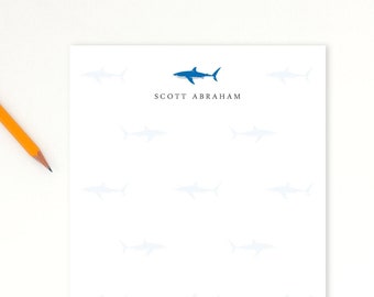 Personalized Notepad, Personalized Stationery, Stationary, Writing Paper, Custom Personalized pad, from the playroom of notepad, blue shark