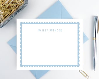 Personalized kids stationery set, Kids personalized note card set, Kids stationery for boys, for girls, Personalized thank you note, Scallop