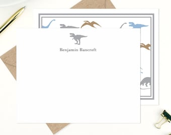 Personalized kids Stationery Set, Kids Personalized Note Card Set, Kids Thank You Note, for Boys, for kids, Tyrannosaurus Rex, Dinosaur