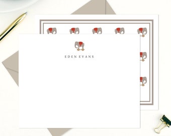 Personalized Baby Stationery Set, Elephant Note Cards (A2)