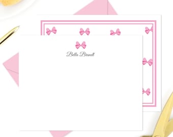 Personalized Baby Thank You Cards, Pink Bows, Kids Stationery