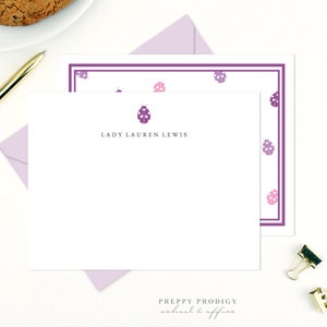 Papeterie personnalisée pour enfants pour filles, cartes de correspondance personnalisées pour enfants pour filles, ensemble de papeterie personnalisée pour filles, coccinelle violette