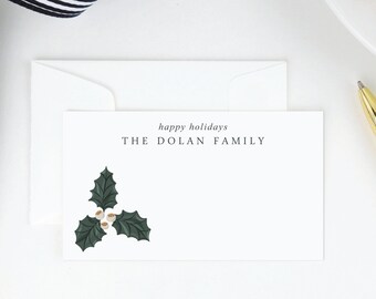 Personalized Christmas Holly Gift Enclosure Cards