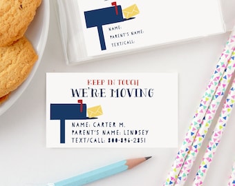 We're moving Calling Cards, We've moved change of address cards, New Home Calling Cards for kids, for school, We've moved announcement cards