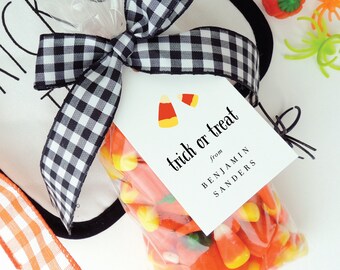 Personalized Candy Corn Halloween Gift Tags, Set of 20