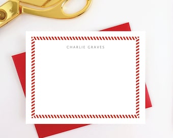 Juego de papelería con rayas personalizadas, tarjetas de agradecimiento