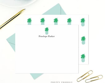 Personalized Pineapple Note Card Set, Handmade Stationery