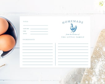 Personalized Recipe Cards, Chicken Design, Kitchen Gift (Set of 16)