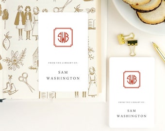 Custom Bespoke Personalized Bookplates Stickers / bookplate sticker ex libris /  Custom Library Bookplate Gift Set / Framed Monogram