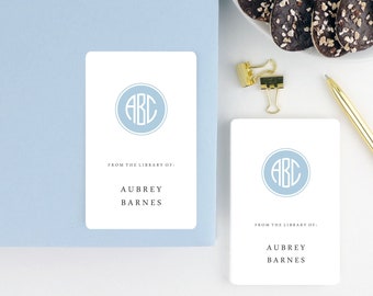 Personalized Bookplate Stickers - Monogrammed Ex Libris, Set of 16