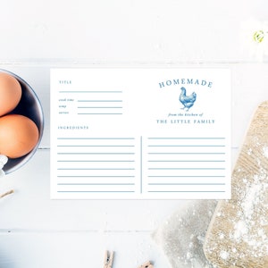 Coffret personnalisé imprimé de cartes de recettes, cadeau de recette de cuisine, cartes de recettes personnalisées, cadeau de décoration de cuisine, lot de 16, 4 x 5,5 po., poulet