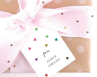 Monogrammed Gift Tags - Personalized Gift Tags - Custom Tags - Enclosure Cards - Favor Tags - For Girls - For Boys- Kids, Floating Hearts