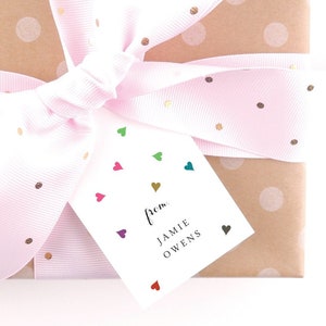 Monogrammed Gift Tags - Personalized Gift Tags - Custom Tags - Enclosure Cards - Favor Tags - For Girls - For Boys- Kids, Floating Hearts