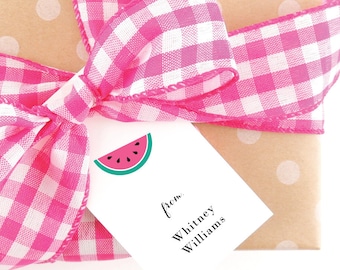 Monogrammed Gift Tags - Personalized Gift Tags - Custom Tags - Enclosure Cards - Favor Tags - For Girls - For Boys- Kids - Watermelon