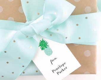 Monogrammed Gift Tags - Personalized Gift Tags - Custom Tags - Enclosure Cards - Favor Tags - For Girls - For Boys- For Her - Pineapple