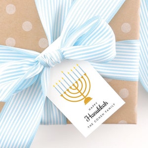 Étiquettes cadeaux personnalisées Hanoucca (lot de 10) - Étiquettes cadeaux Menorah personnalisées, emballage cadeau Hanoucca, étiquettes Hanoucca, emballage Hanoucca, lot de 20