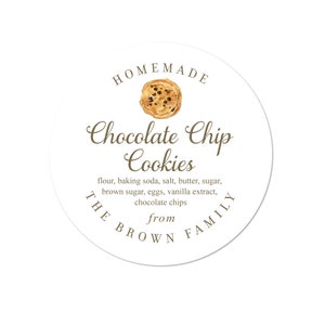 Personalized Cookie Label Stickers, Baking Labels, Baking Stickers, Chocolate Chip Cookie Mix labels, Custom Text Cookie Labels, Cookie