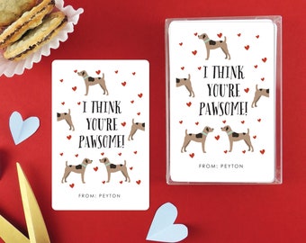 Personalized Kids Valentine Cards for school, Custom Valentine's Day Cards for Boys, for Girls, Kids Classroom Valentines, Puppy Dog