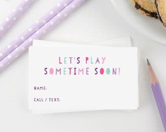 Play Date Calling Cards, Kids Calling Cards, Boys, Girls, Kids, Children, End of School, Mommy Calling Cards, Let's Play, Set of 20